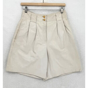 Echtes Leder Mens Ivory Genuine Leather Pleated German-Style Shorts Sz 38